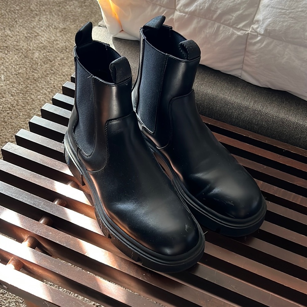 Mens Zara lug sole Chelsea boots black
